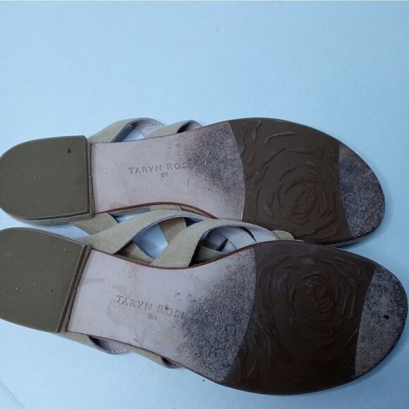 Taryn Rose Imogene Suede Beige Thong Sandal - Picture 3 of 5